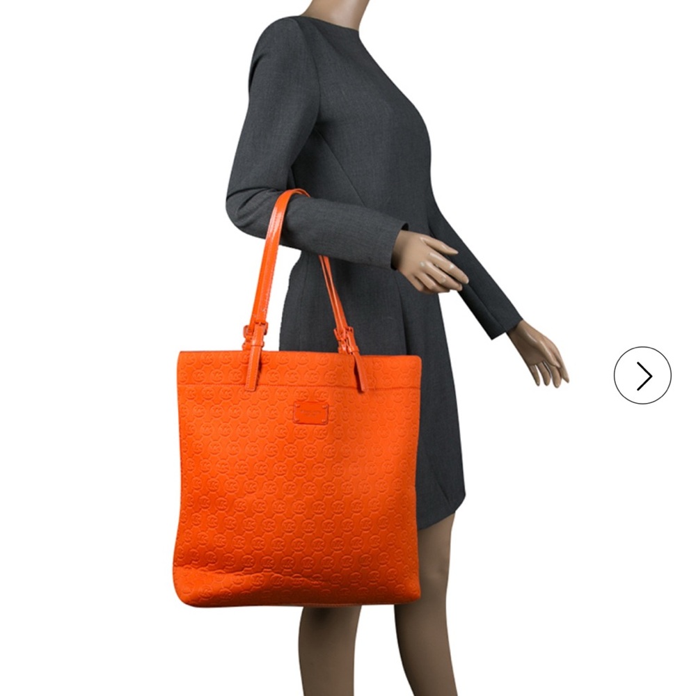 NWT Michael Kors Orange Embossed Neoprene Jet Set Tote-See Description